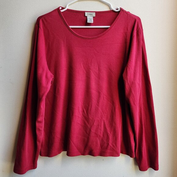 L.L. Bean Red Long Sleeve Scoop Neck Jersey Size XL - Picture 1 of 14